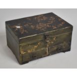 A Mid/Late 20th Century Oriental Lacquered Jewellery Box with Hinged and Mirrored Lid, Fitted