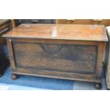 A Mid 20th Century Oak Blanket Chest with Hinged Lid, 91cm wide