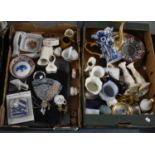 Two Boxes of Various Ceramics to Comprise Minton Haddon Hall Dish, Royal Worcester Commemorative