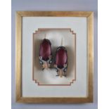 A Framed Pair of Late 19th Century Chinese Children's Shoes in the Form of Mice, Frame 32x38cm