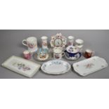 A Collection of Various Ceramic Items to comprise Limited Edition Coalport Roses Clock (95/950),