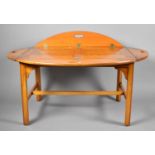A Modern Oval Coffee Tray Table on Stand the Top with Hinged Sides, 93cm wide