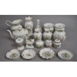 A Collection of Seventeen Pieces of Various Aynsley Wild Tudor to comprise Vases, Stand, Jug, Teapot