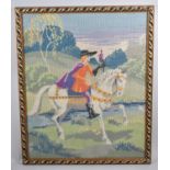 A Framed Tapestry Depicting Mounted Falconer, 48x60cm