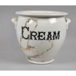 A Late Victorian Ceramic Two Handled Cream Jar, 24cm Diameter and 23cm high, Badly Cracked and In