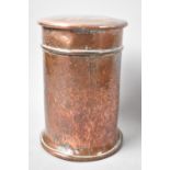A 19th Century Hand Beaten Copper Cylindrical Lidded Jar, 11cm Diameter and 16.5cm high