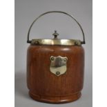 A Silver Plate Mounted Oak Biscuit Barrel