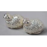 A Pair of Novelty Silver Plated Cruets in the Form of Quail, 7cm long