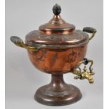 A Late Victorian Copper Samovar with Brass Mounted Carrying Handles and Tap, 30cm high