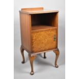 A Mid 20th Century Walnut Galleried Bedside Cabinet on Cabriole Supports with Open Top Section, 38cm