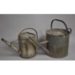 Two Galvanised Iron Watering Cans