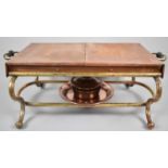 A Late Victorian/Edwardian Copper and Brass Tabletop Food Warmer with Burner, 46cm Wide When Closed