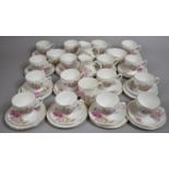 A Collection of Various Royal Grafton Rose Decorated Tea Cups and Saucers