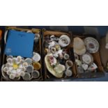 Three Boxes of Various Ceramics to Comprise Mugs, Plates, Cups and Saucers etc