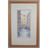 A Framed Watercolour, Venice Canal, Signed P Cronin 2004, 15x33cm