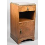 A Mid 20th Century Walnut Bedside Cabinet with Top Drawer, Centre Open Section and Base Cupboard,