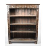 An Edwardian Carved Oak Four Shelf Open Bookcase, 92cm Wide