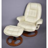 A Late 20th Century Stressless Style Swivel Armchair and Matching Footstool