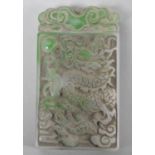 A Chinese Jadeite Amulet, Dragon Design, 9cm High