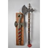 An Ornamental Wall Hanging Dagger with Dragons Head Handle, 45cm Long Together with a Reproduction