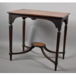 An Edwardian Rectangular Inlaid French Occasional Table with Mixed Veneers and Vase Decoration to