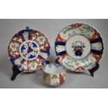 Three Pieces of Japanese Imari to Comprise Two Scalloped Edged Plates and a Bowl/Pot Having Four