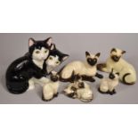 A Collection of Various Ceramic Cat Ornaments to comprise Examples by Beswick and Royal Doulton Etc