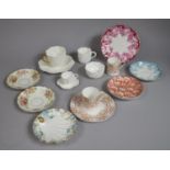 A Collection of Coalport Creamware Cups and Saucers, Doulton Shell Dish, Decorated Plates