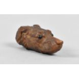 A Small Novelty Carved 19th Century Greyhound's Head Mount, 3cm Long