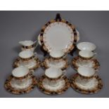 A Royal Albert Imari Trim Decorated Tea Set comprise Cups, Saucers, Side Plates, Cake Plate, Milk