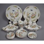 A Collection of 15 Pieces of Aynsley Cottage Garden to Comprise Plates, Shaped Bowls, Vases Etc