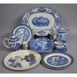 A Collection of Various Blue and White to Comprise Spode Italian Coffee pot, Bowl, Plates,