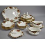 A Royal Albert Old Country Roses Dinner Service to Comprise Large Plates, Small Plates, Sauce Boat