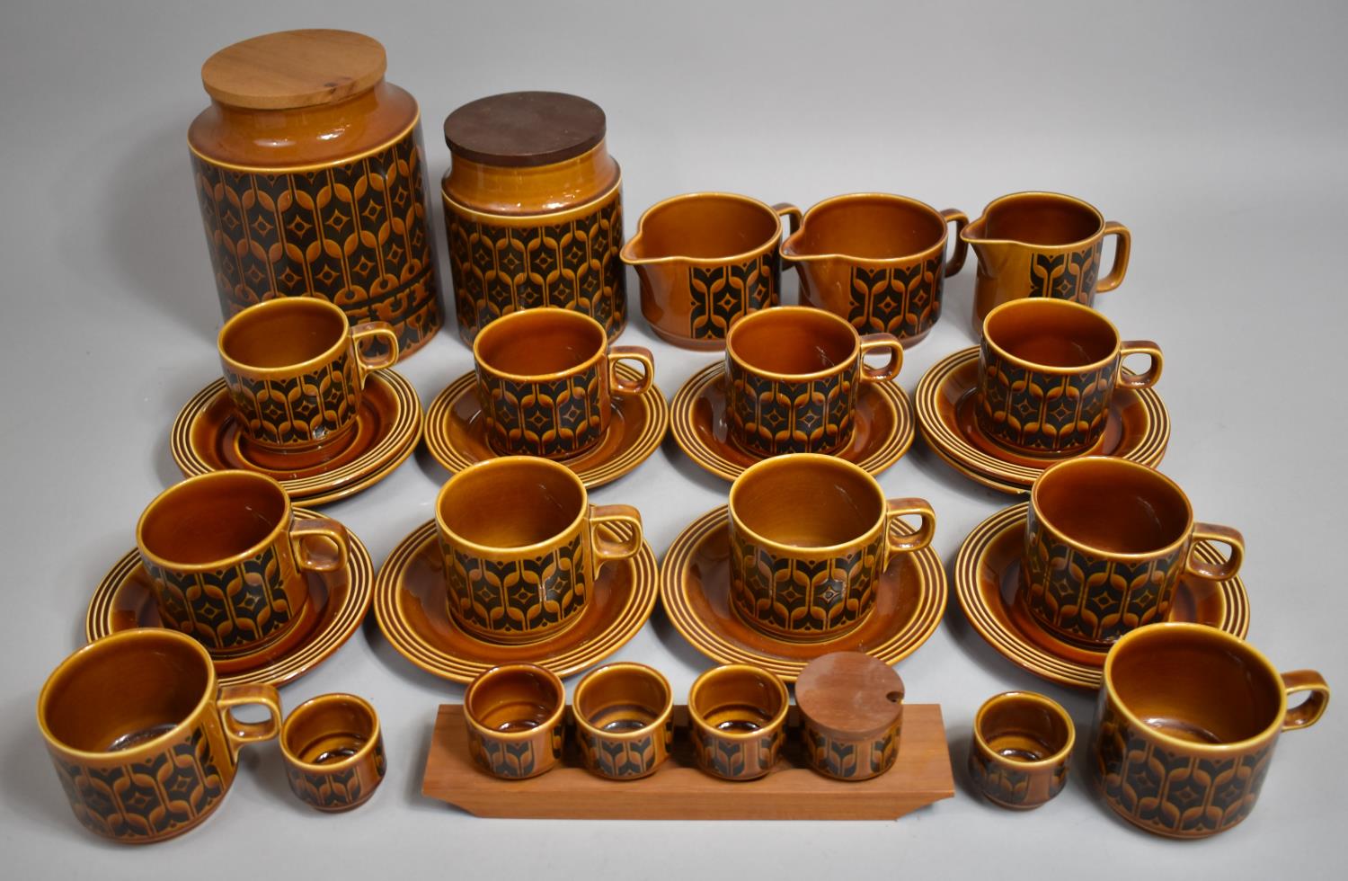 A Collection of Hornsea 'Saffron' Treacle Glazed Breakfast Ware to Comprise Storage Jars, Cups,