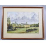 A Framed Watercolour Depicting Horse Drawn Farm Harvest Wagon in Field, Signed D Roberts, 38x26cm