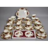 A Royal Albert Old Country Roses Coffee Service to Comprise Coffee Cans, Saucers, Side Plate, Cake