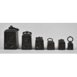 A Set of Six Graduated Cast Iron Weights, Each with War Department Arrow Moulding to Rear