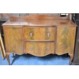 A Mid 20th Century Mahogany Breakfront Sideboard on Cabriole Supports, Two Centre Drawers, 136cm