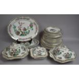 A Collection of Indian Tree Dinnerwares to Comprise Lidded Tureen, Platters, Dinner Plates etc (