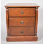 A Modern Mahogany Three Drawer Office Chest with Reeded Pilasters, 46cm Wide
