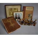 A Collection of Vintage Miniature Spirits etc, Rock Elm Blotter, Pictures and Prints, Leather Bound
