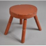 A Vintage Painted Circular Topped Four Legged Stool, 23cm Diameter