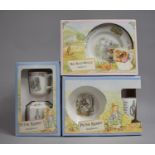 A Collection of Three Boxed Children's China Sets by Wedgwood, Peter Rabbit and Mrs Tiggywinkle