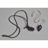 Two Amethyst Pendants, One on Silver Chain Stamped 925