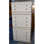 A Pair of Modern Three Drawer Cream Coloured Bedroom Chests and a Two Drawer Example, 82cm wide