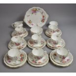 A Royal Crown Derby 'Derby Posies' Teaset to Comprise Cups, Saucers, Cake Plate, Milk Jug and