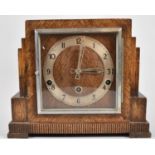 An Art Deco Oak Cased Westminster Chime Mantle Clock, The Clarion, Architectural Form, 27cm wide