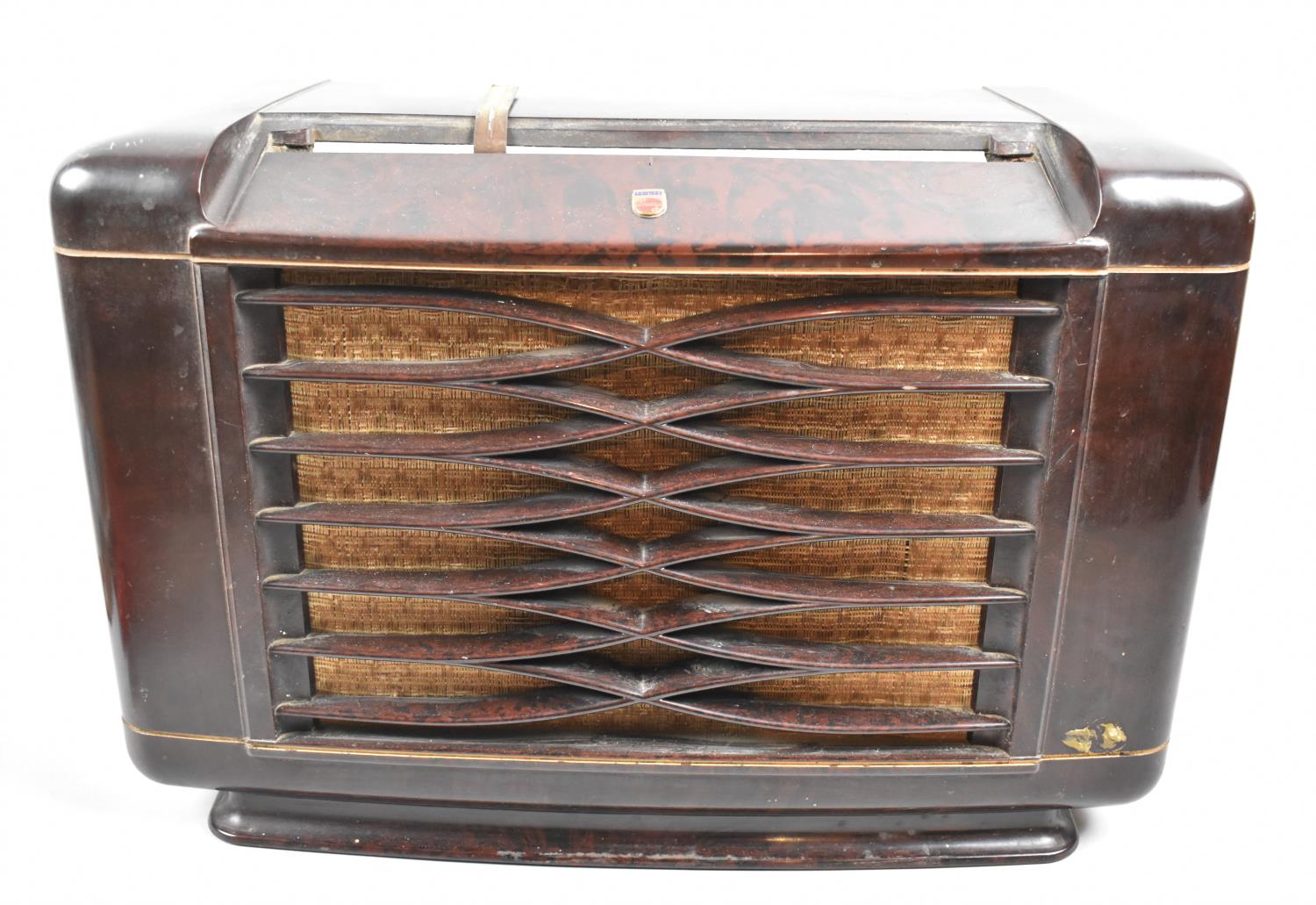 An Art Deco Bakelite Valve Radio by Philips, 42cm wide