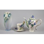 A Collection of Franz Porcelain to Include Coffee Pot, Vase, Humming Bird Cup and Saucer