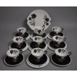 A Royal Albert Masquerade Pattern Service to Comprise Cups, Saucers, Side Plates, Cake Plate, Milk